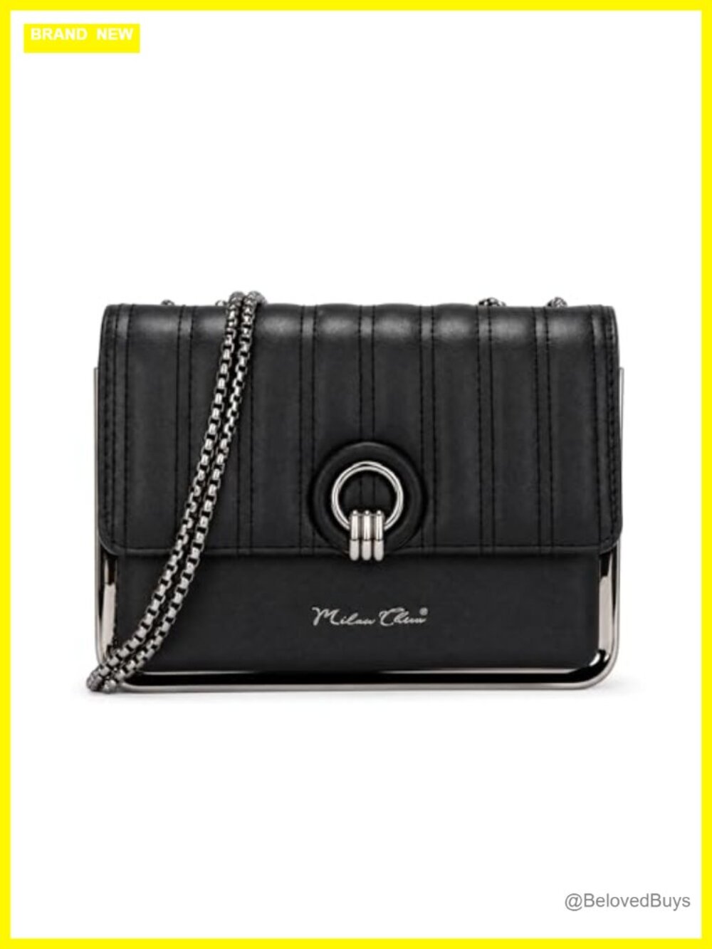 Milan Chiva Women Quilted Crossbody Bag PU Leather Adjustable Chain Strap